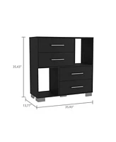 Streamdale Furniture Krista Dresser, Two Open Shelves, Four Drawers