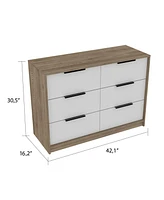 Longhill 6-Drawer Rectangle Dresser Pine