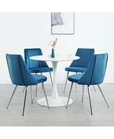 Simplie Fun Set of 4 Modern Velvet Blue Dining Chairs