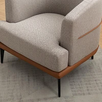 Modern Twotone Barrel Fabric Chair, Upholstered Round Armchair For Living Room Bedroom Reading