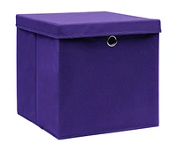 vidaXL Storage Boxes with Lids 4 pcs Purple 12.6"x12.6"x12.6" Fabric