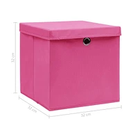 vidaXL Storage Boxes with Lids 4 pcs 12.6"x12.6"x12.6" Fabric
