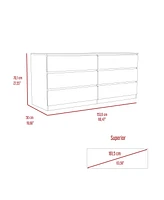 Waterville 6-Drawer Rectangle Dresser White