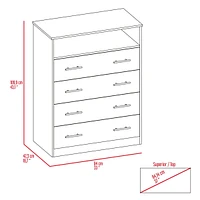 Dover 4-Drawer Rectangle Dresser White