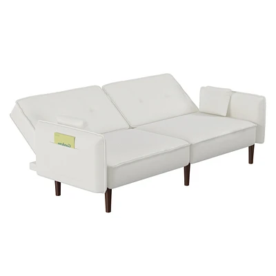 Simplie Fun Sofa Bed In Cotton Linen Fabric