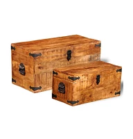 vidaXL Storage Chest Set 2 Pieces Rough Mango Wood