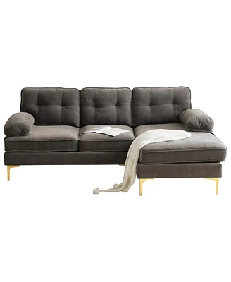 Streamdale Furniture 83" Modern Sectional Sofas Couches Velvet L Shaped Couches For Living Room, Bedroom