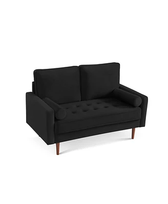 Simplie Fun Modern Upholstered Velvet Sofa with Bolster Pillows