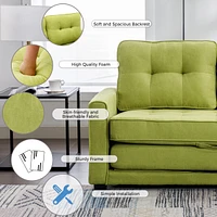 Streamdale Furniture Modern Green Loveseat Sofa with Pull-Out Bed & Side Pocket