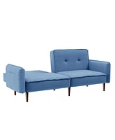 Streamdale Furniture Living Room Bedroom Leisure Futon Sofa Bed In Fabric With Solid Wood Leg