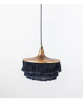 Storied Home Modern Boho Metal Ceiling Light with Fringe Charcoal