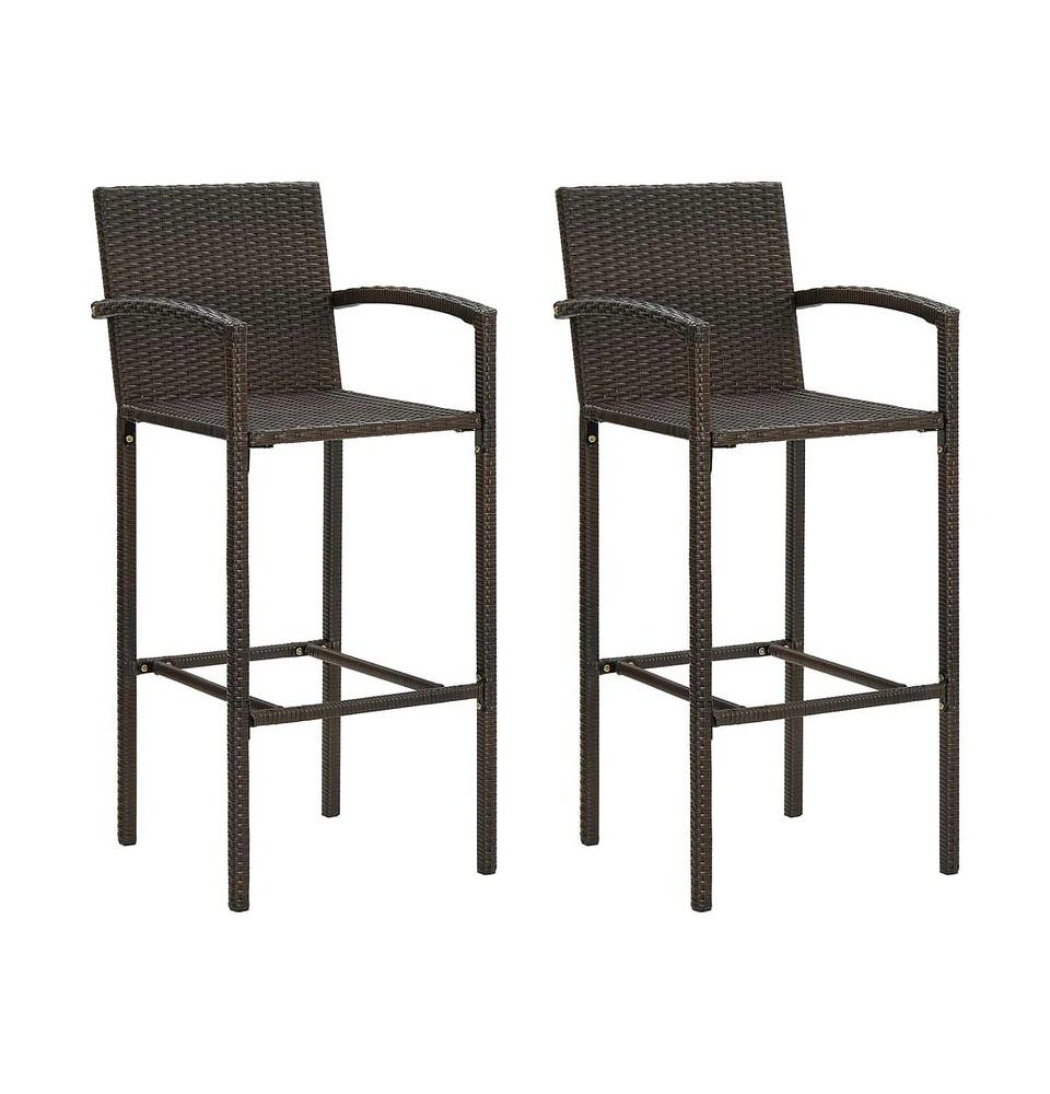 vidaXL Bar Stools pcs Brown Poly Rattan