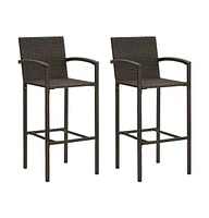 vidaXL Bar Stools pcs Brown Poly Rattan