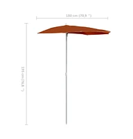 vidaXL Garden Half Parasol with Pole 70.9"x35.4" Terracotta