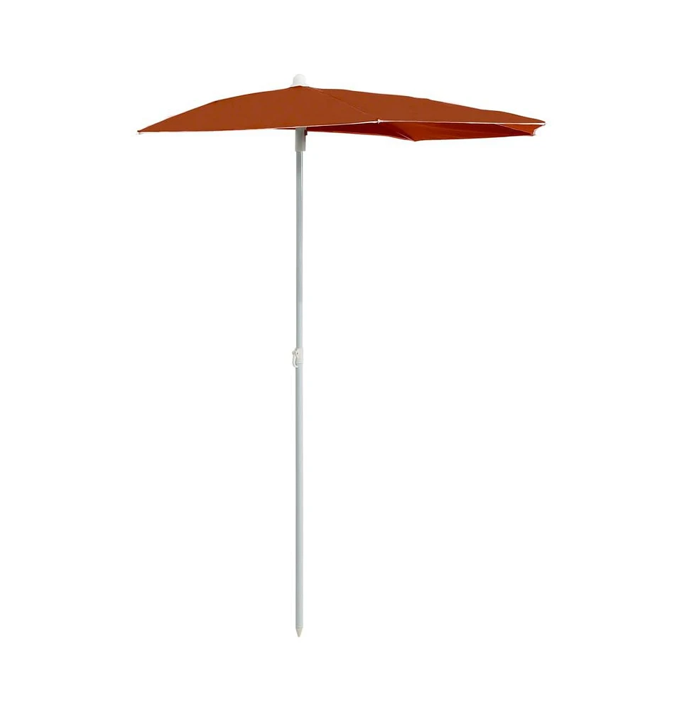 vidaXL Garden Half Parasol with Pole 70.9"x35.4" Terracotta