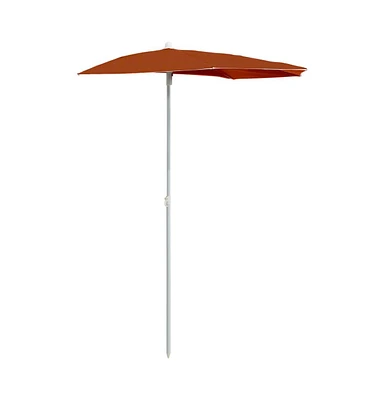 vidaXL Garden Half Parasol with Pole 70.9"x35.4" Terracotta