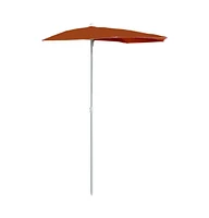 vidaXL Garden Half Parasol with Pole 70.9"x35.4" Terracotta