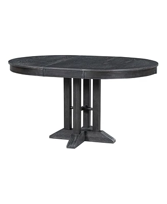 Simplie Fun Farmhouse Dining Table Extendable Round Table For Kitchen, Dining Room