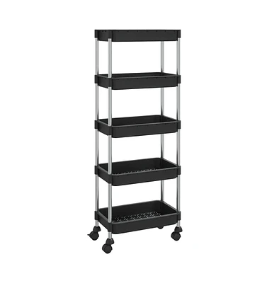 vidaXL 5-Tier Kitchen Trolley 16.5"x11.4"x50.4" Iron and Abs