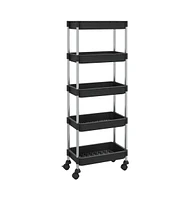 vidaXL 5-Tier Kitchen Trolley 16.5"x11.4"x50.4" Iron and Abs