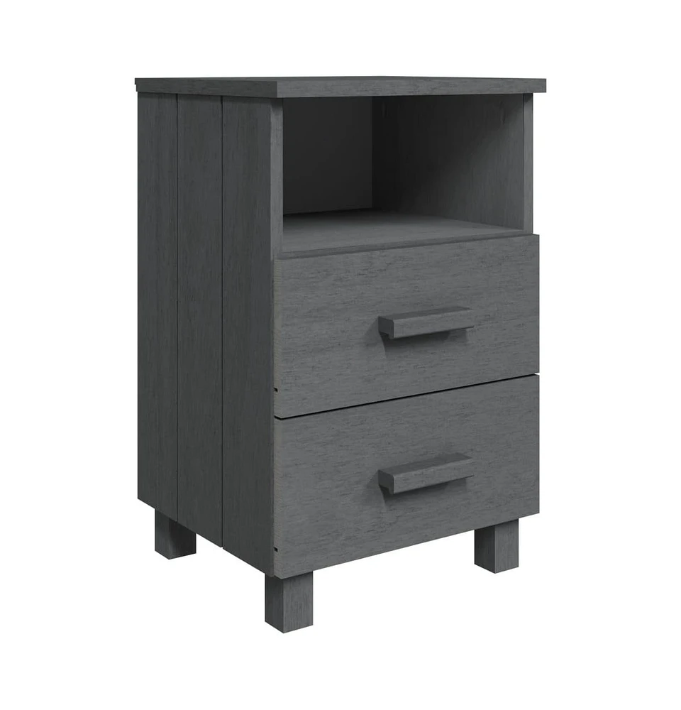 vidaXL Bedside Cabinet Hamar Dark Gray 15.7"x13.8"x24.4" Solid Wood Pine