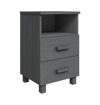 vidaXL Bedside Cabinet Hamar Dark Gray 15.7"x13.8"x24.4" Solid Wood Pine