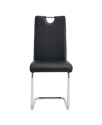 Simplie Fun 4 Modern Dining Chairs, Faux Leather, Metal Legs