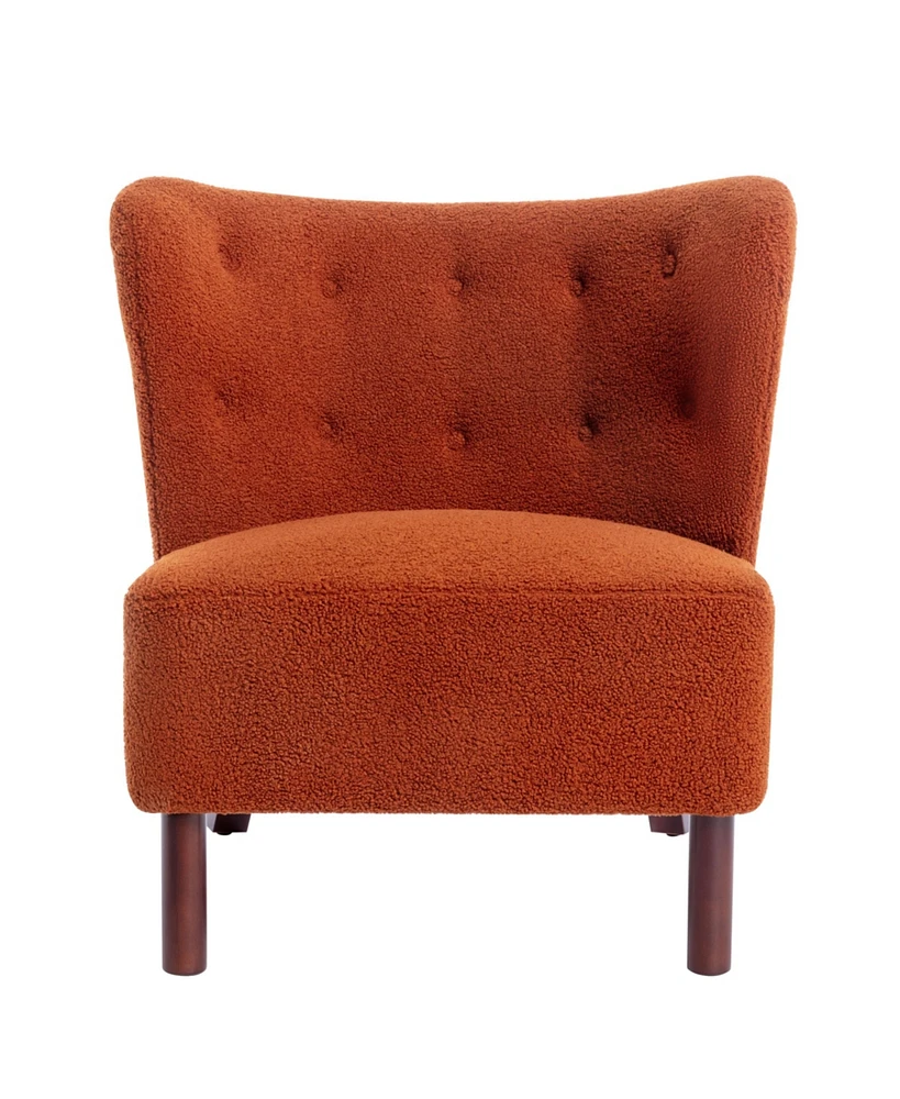 Streamdale Furniture Upholstered Armless Chair with Wooden Legs, Burnt Orange