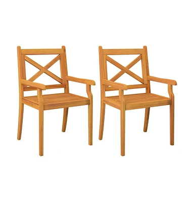 vidaXL Patio Dining Chairs pcs Solid Wood Acacia
