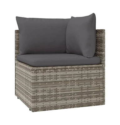 vidaXL Patio Corner Sofa with Cushion Gray 22.4"x22.4"x22" Poly Rattan