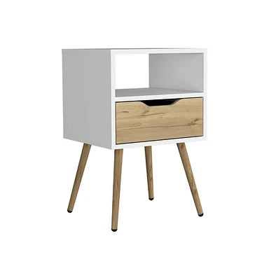 Simplie Fun Nightstand Fugaz, Open Shelf, Single Drawer, Light Oak Finish