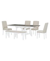 Streamdale Furniture 6-Piece Extendable Dining Set with Chairs & Bench