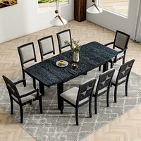 9-Piece Rustic Dining Set with Extendable Table