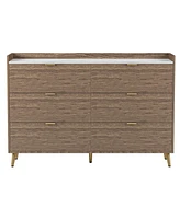 Streamdale Furniture Modern 6-Drawer Dresser with Marble Top