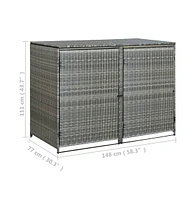 vidaXL Double Wheelie Bin Shed Poly Rattan Anthracite 58.3"x30.3"x43.7"