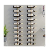 vidaXL Wall-mounted Wine Rack for 10 Bottles 2 pcs Gold Metal