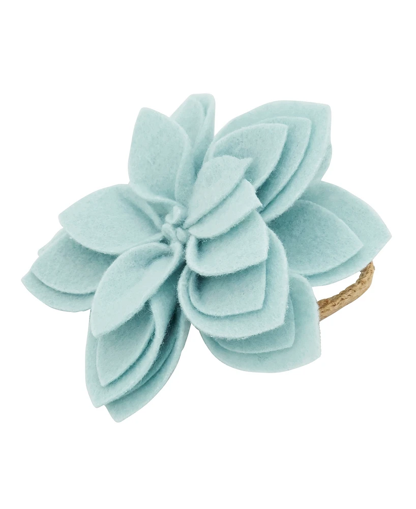 Saro Lifestyle Felt Blossom Napkin Ring Set of 4,Set