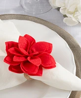 Saro Lifestyle Felt Blossom Napkin Ring Set of 4,Set