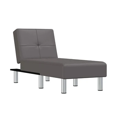 Chaise Longue Gray Faux Leather