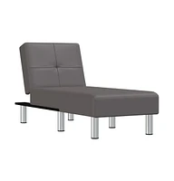 Chaise Longue Gray Faux Leather
