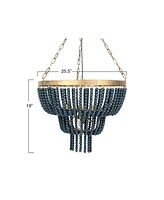 Storied Home 2-Tier Draped Wood Bead Chandelier