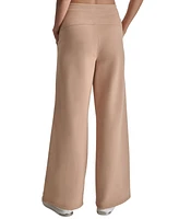 Dkny Sport Women's Mini-Stud-Logo Wide-Leg Fleece Sweatpants