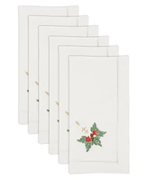 Saro Lifestyle Festive Candle Embroidered Napkin Set of 6, 20"x20"