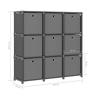 vidaXL 9-Cube Display Shelf with Boxes Gray 40.6"x11.8"x42.3" Fabric