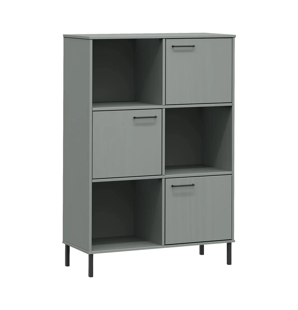 vidaXL Bookcase with Metal Legs 35.4"x13.8"x50.6" Solid Wood Oslo