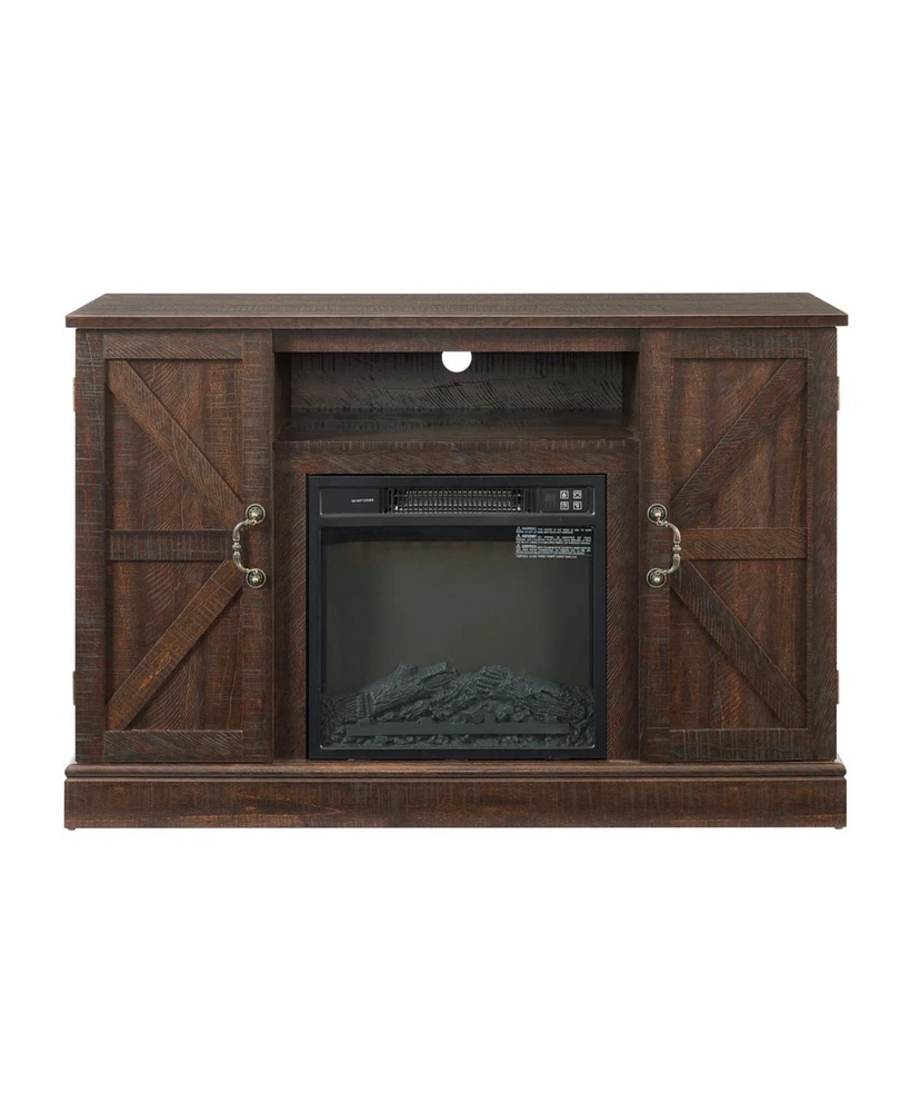 Simplie Fun Antique Farmhouse Tv Stand with Electric Fireplace, 47"wx15.5"dx30.75"