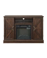 Simplie Fun Antique Farmhouse Tv Stand with Electric Fireplace, 47"wx15.5"dx30.75"