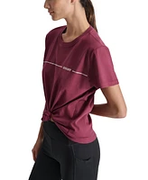 Dkny Sport Women's Cotton Rhinestone-Logo Knot-Front T-Shirt