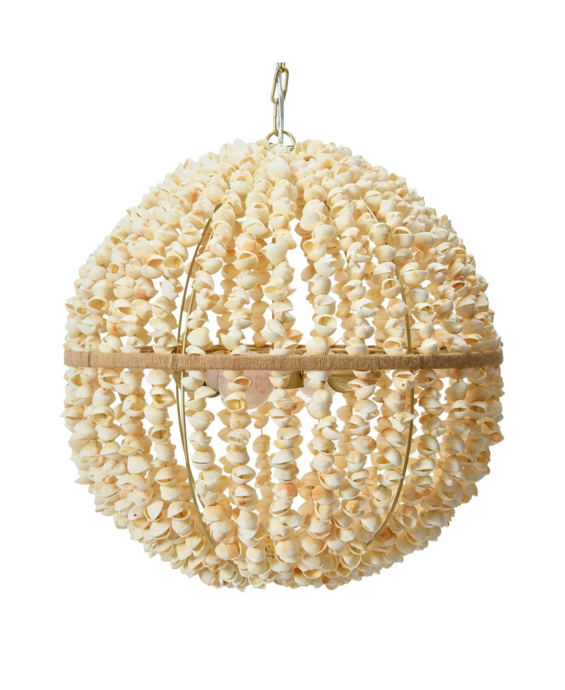 Storied Home 19" Round Ball Metal and Shell Ceiling Light