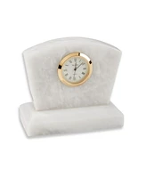 Bey-Berk Genuine Marble Desk Clock with Gold Accents